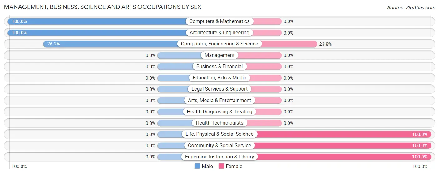 Management, Business, Science and Arts Occupations by Sex in Zip Code 24566