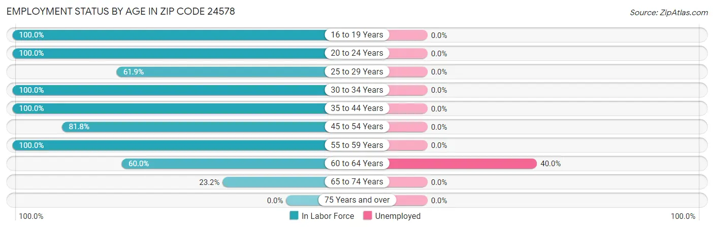 Employment Status by Age in Zip Code 24578