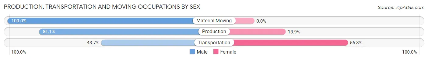 Production, Transportation and Moving Occupations by Sex in Zip Code 24579