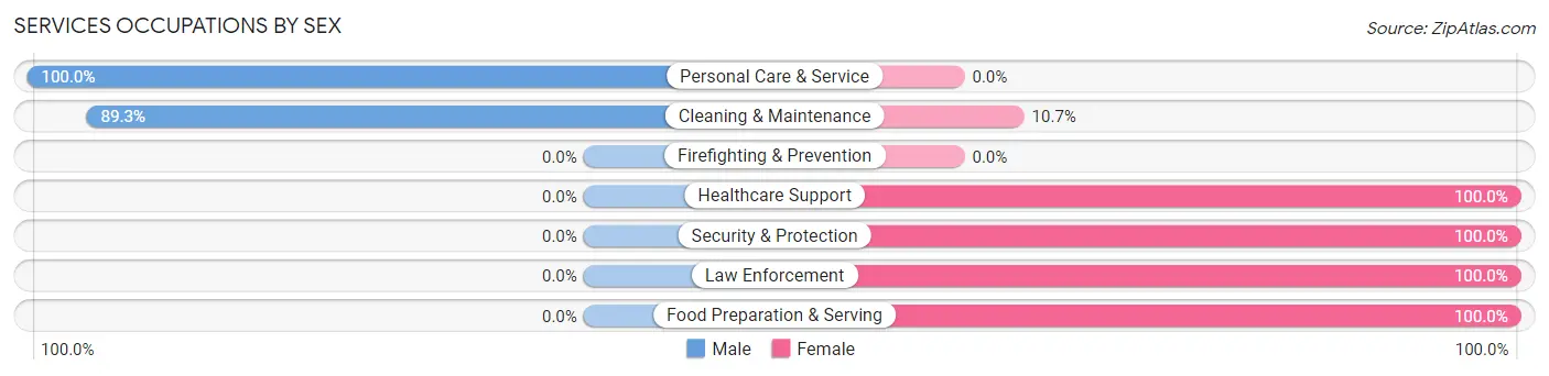 Services Occupations by Sex in Zip Code 24593