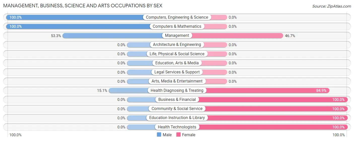 Management, Business, Science and Arts Occupations by Sex in Zip Code 24597