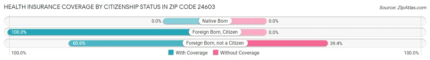 Health Insurance Coverage by Citizenship Status in Zip Code 24603