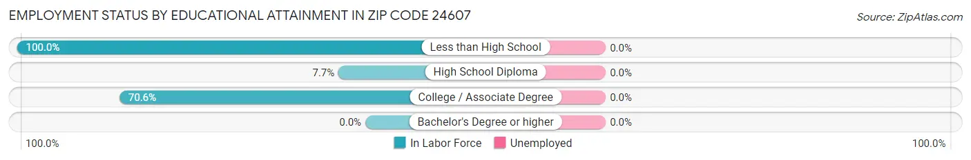 Employment Status by Educational Attainment in Zip Code 24607