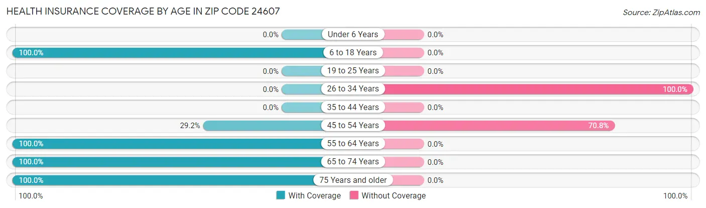 Health Insurance Coverage by Age in Zip Code 24607