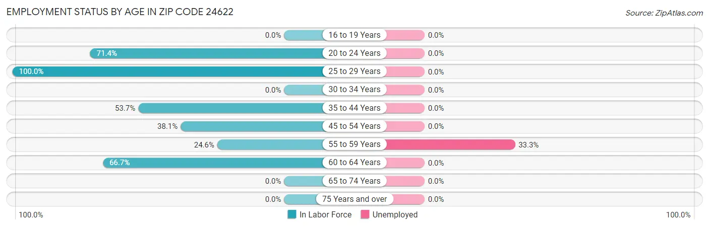 Employment Status by Age in Zip Code 24622