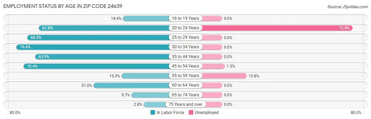 Employment Status by Age in Zip Code 24639