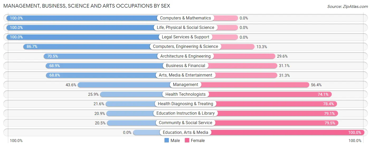 Management, Business, Science and Arts Occupations by Sex in Zip Code 24651