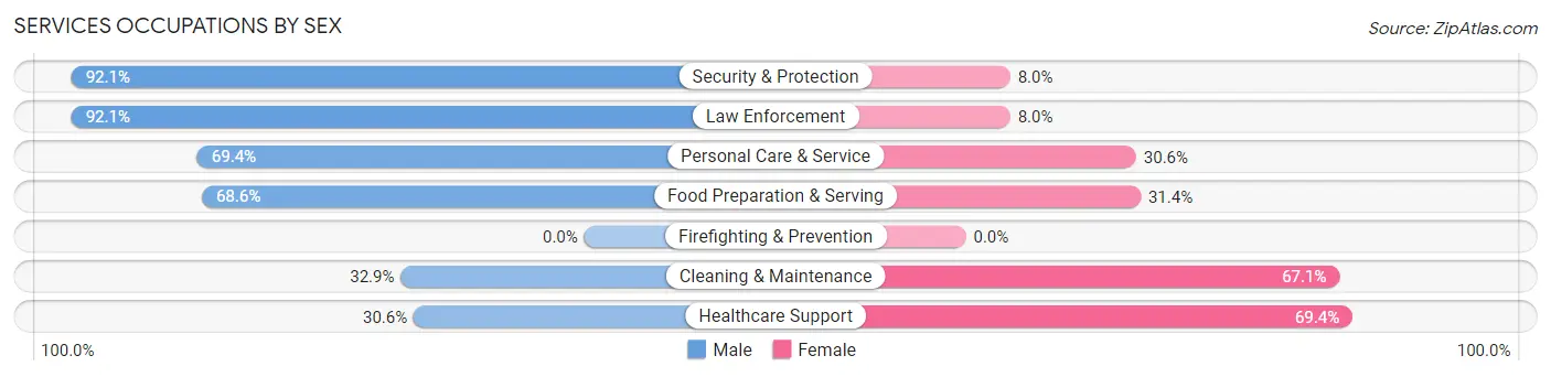 Services Occupations by Sex in Zip Code 24651