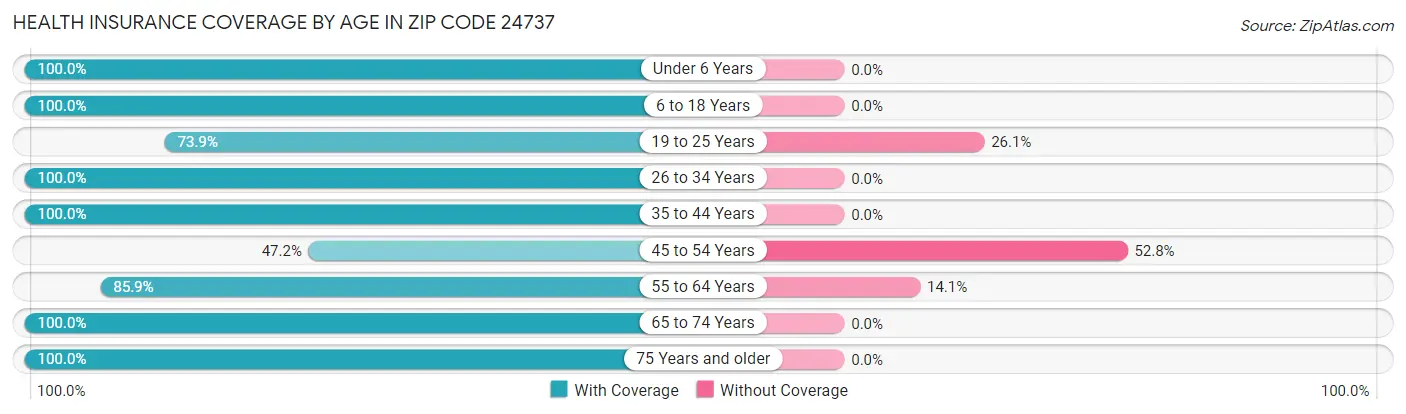 Health Insurance Coverage by Age in Zip Code 24737
