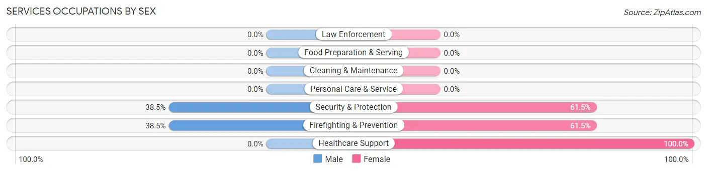 Services Occupations by Sex in Zip Code 24839