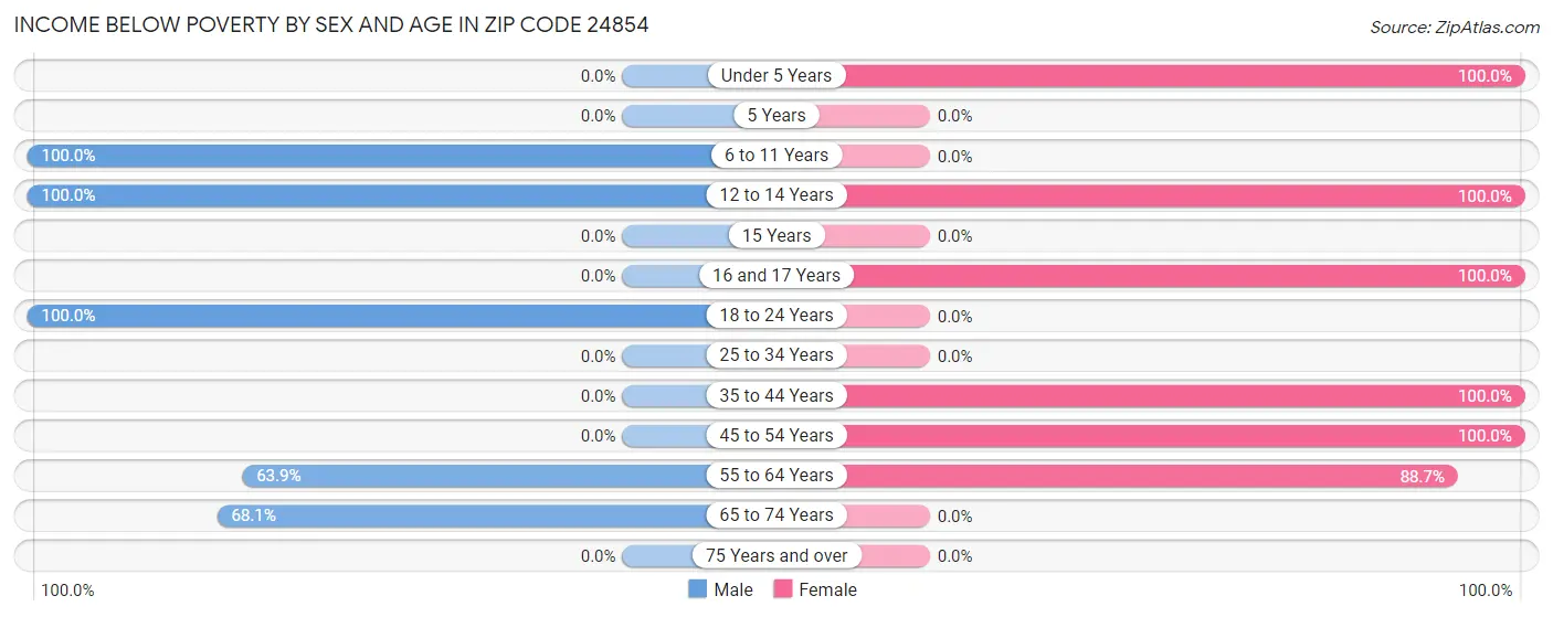 Income Below Poverty by Sex and Age in Zip Code 24854