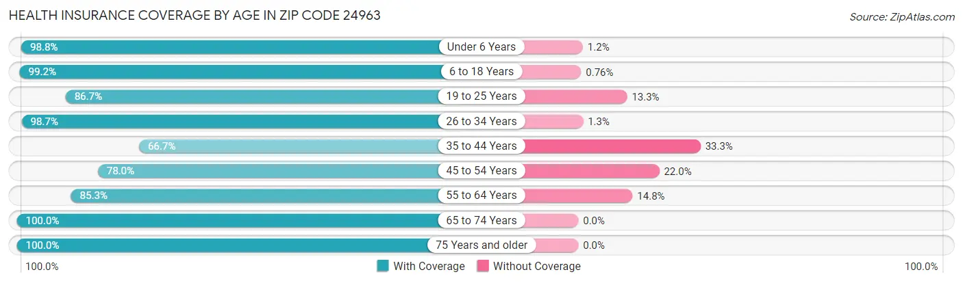 Health Insurance Coverage by Age in Zip Code 24963