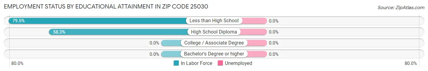Employment Status by Educational Attainment in Zip Code 25030