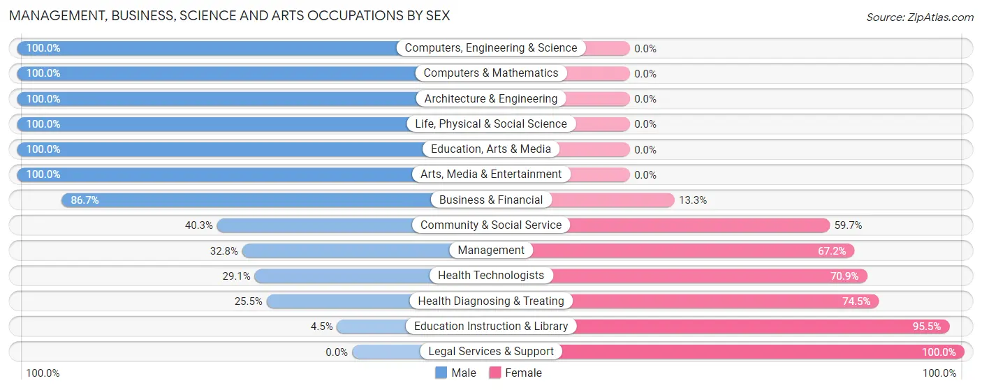 Management, Business, Science and Arts Occupations by Sex in Zip Code 25045