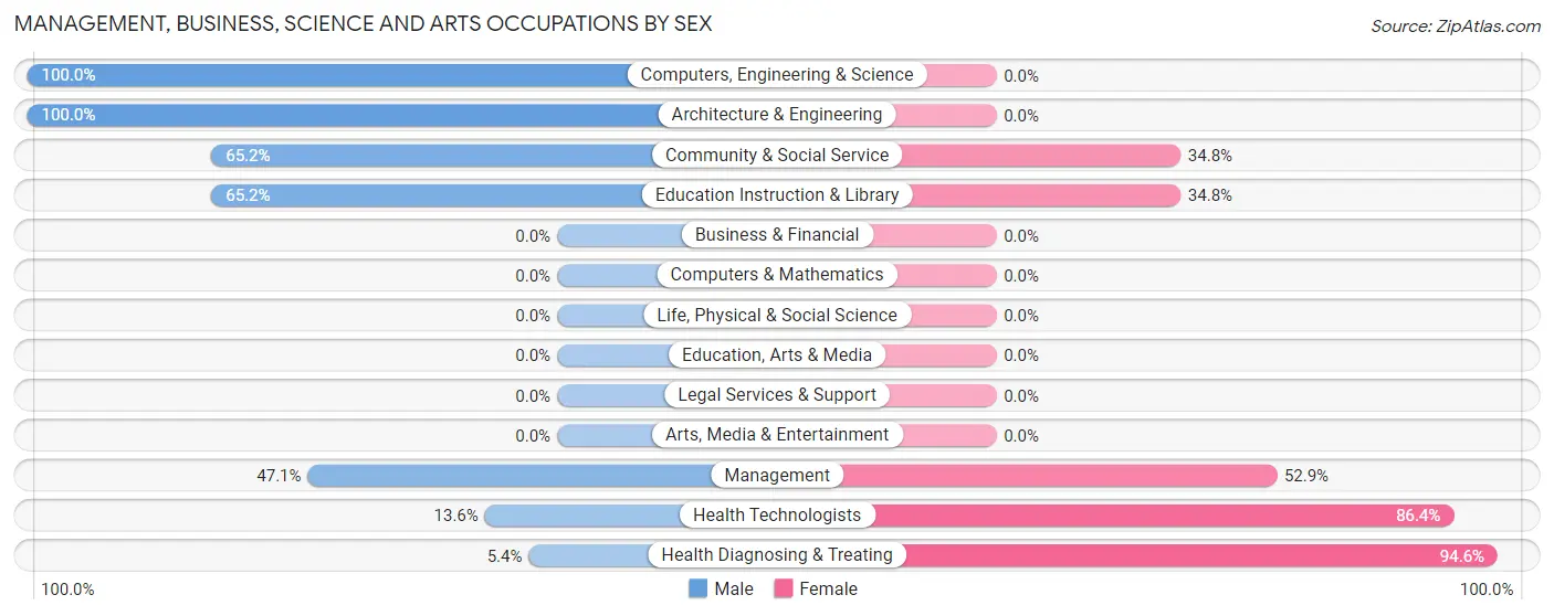 Management, Business, Science and Arts Occupations by Sex in Zip Code 25070