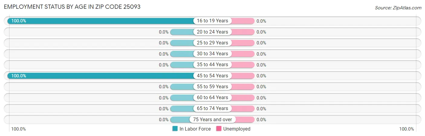 Employment Status by Age in Zip Code 25093