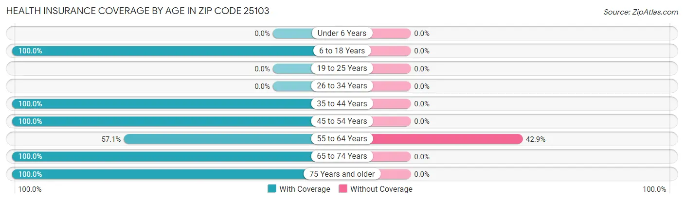 Health Insurance Coverage by Age in Zip Code 25103