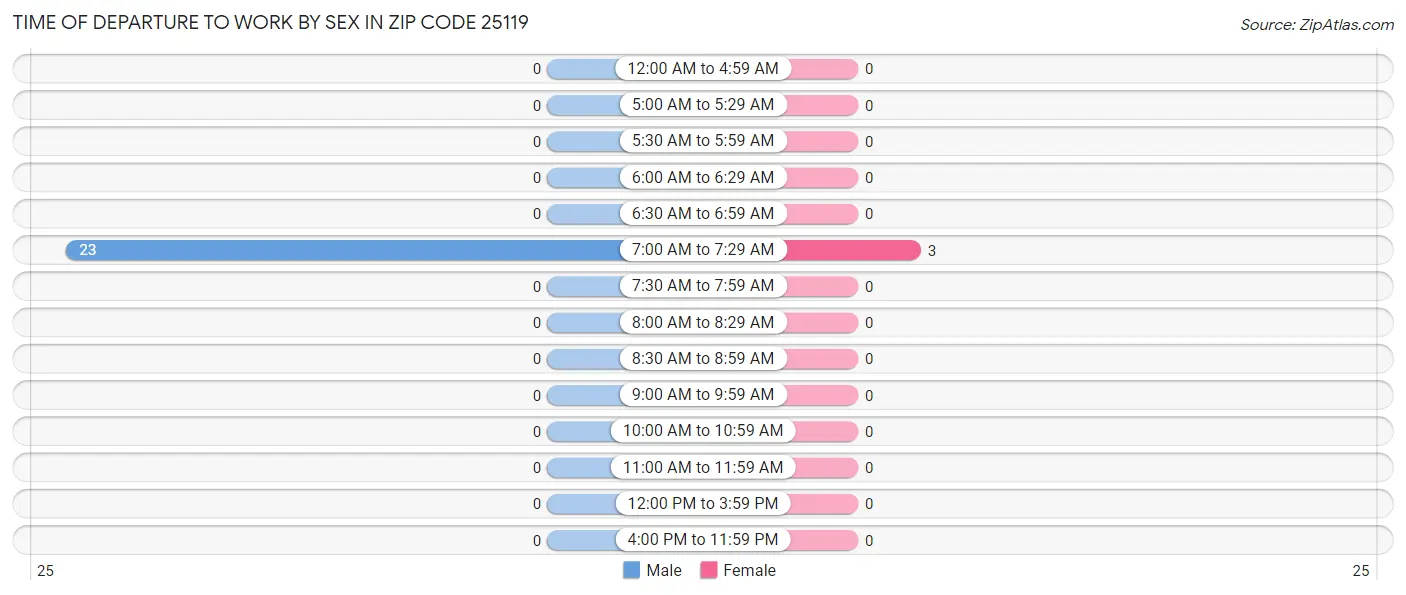 Time of Departure to Work by Sex in Zip Code 25119