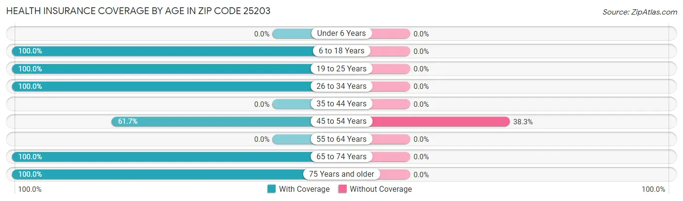Health Insurance Coverage by Age in Zip Code 25203