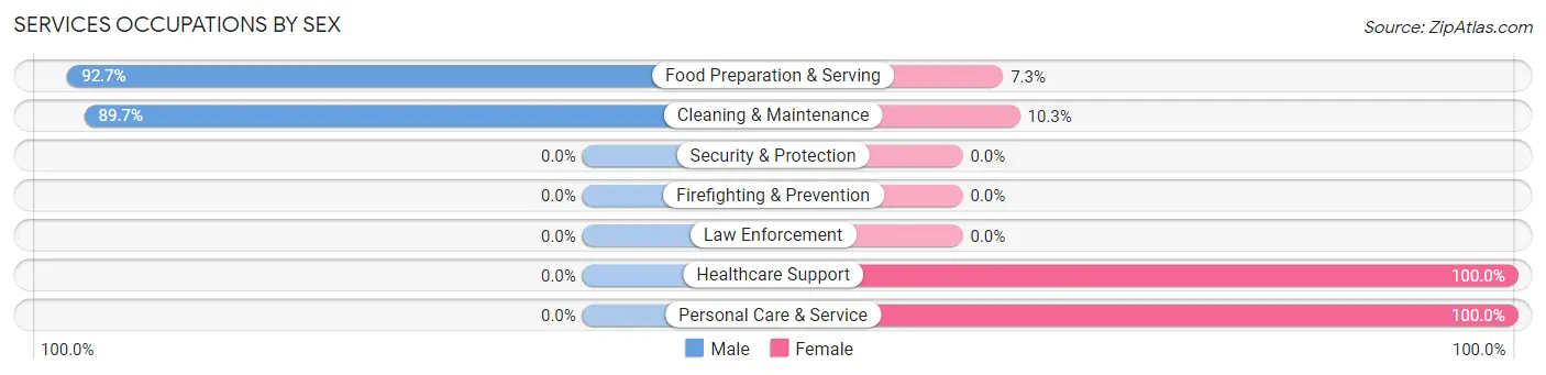 Services Occupations by Sex in Zip Code 25253