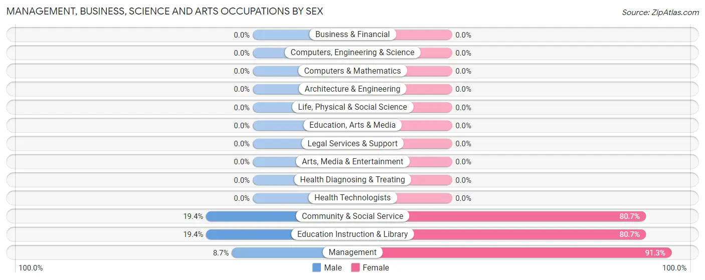 Management, Business, Science and Arts Occupations by Sex in Zip Code 25285