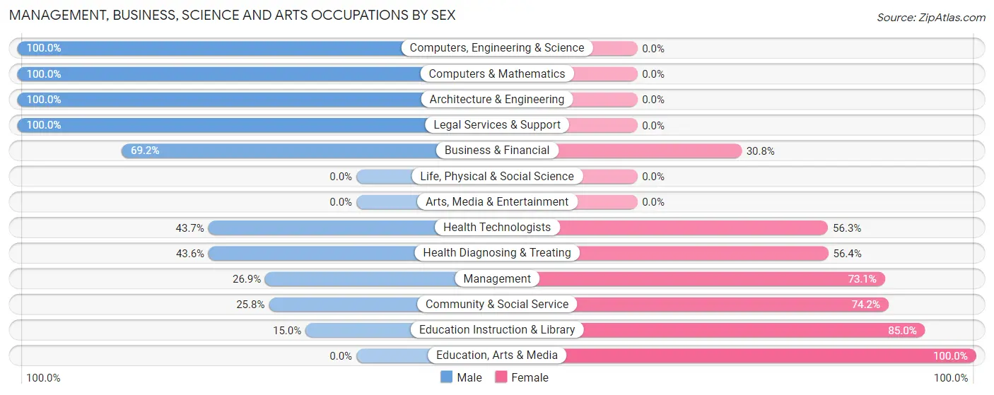 Management, Business, Science and Arts Occupations by Sex in Zip Code 25535