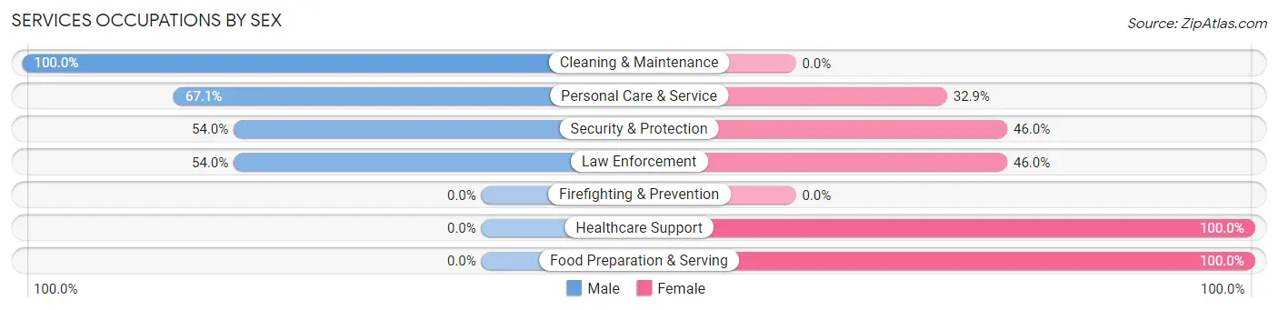 Services Occupations by Sex in Zip Code 25550