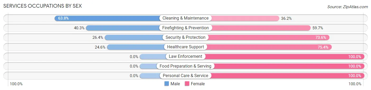 Services Occupations by Sex in Zip Code 25570