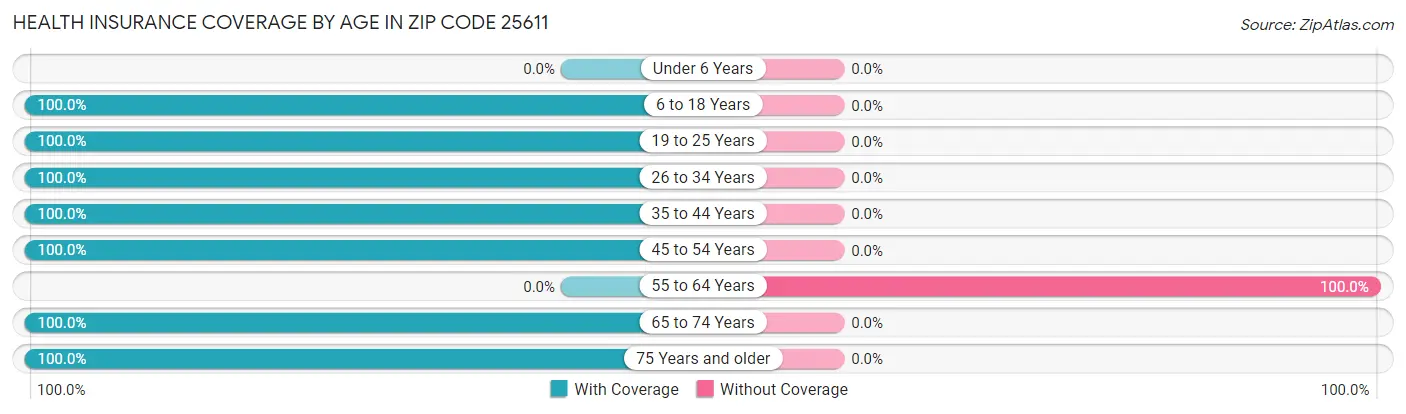 Health Insurance Coverage by Age in Zip Code 25611