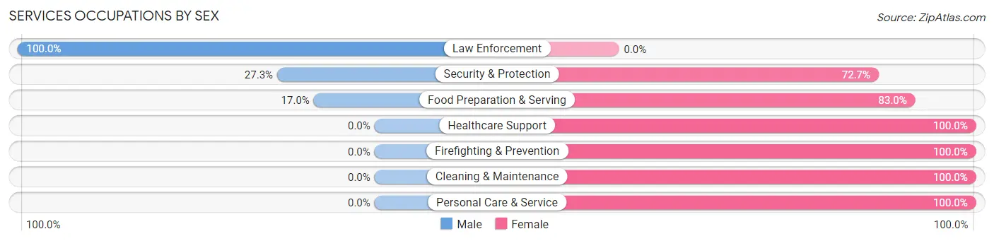 Services Occupations by Sex in Zip Code 25621