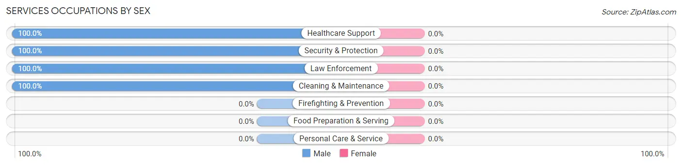 Services Occupations by Sex in Zip Code 25649