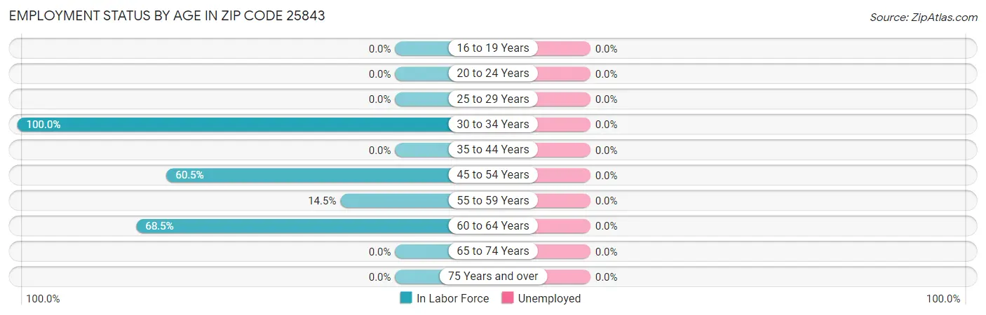 Employment Status by Age in Zip Code 25843