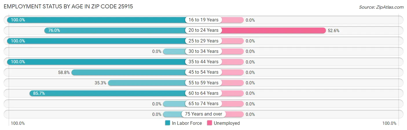Employment Status by Age in Zip Code 25915