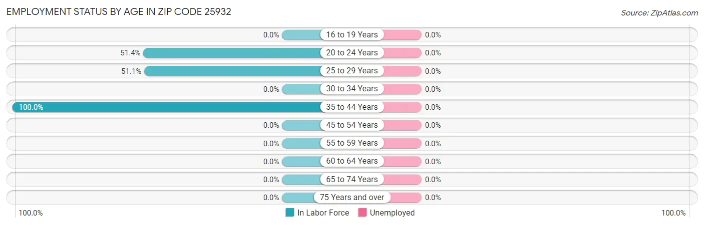 Employment Status by Age in Zip Code 25932