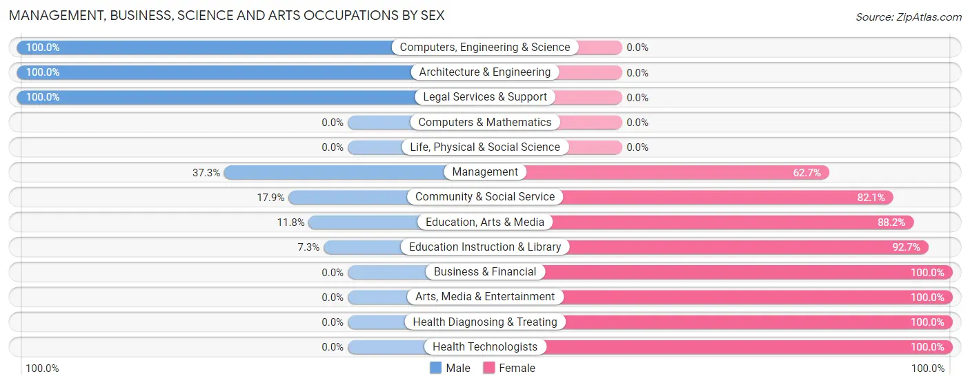 Management, Business, Science and Arts Occupations by Sex in Zip Code 26175