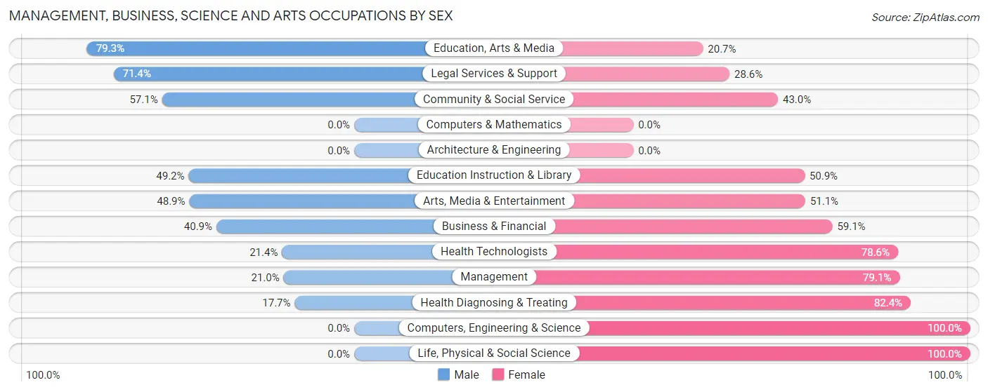 Management, Business, Science and Arts Occupations by Sex in Zip Code 26260