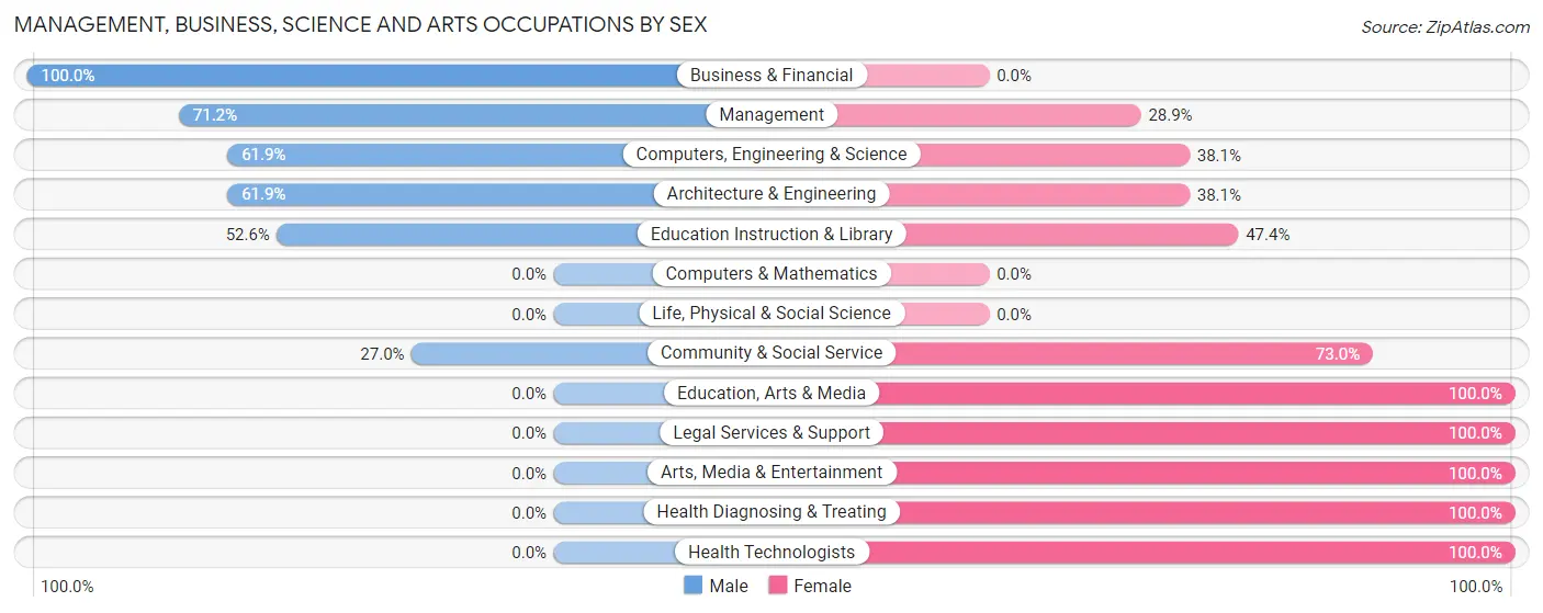 Management, Business, Science and Arts Occupations by Sex in Zip Code 26283