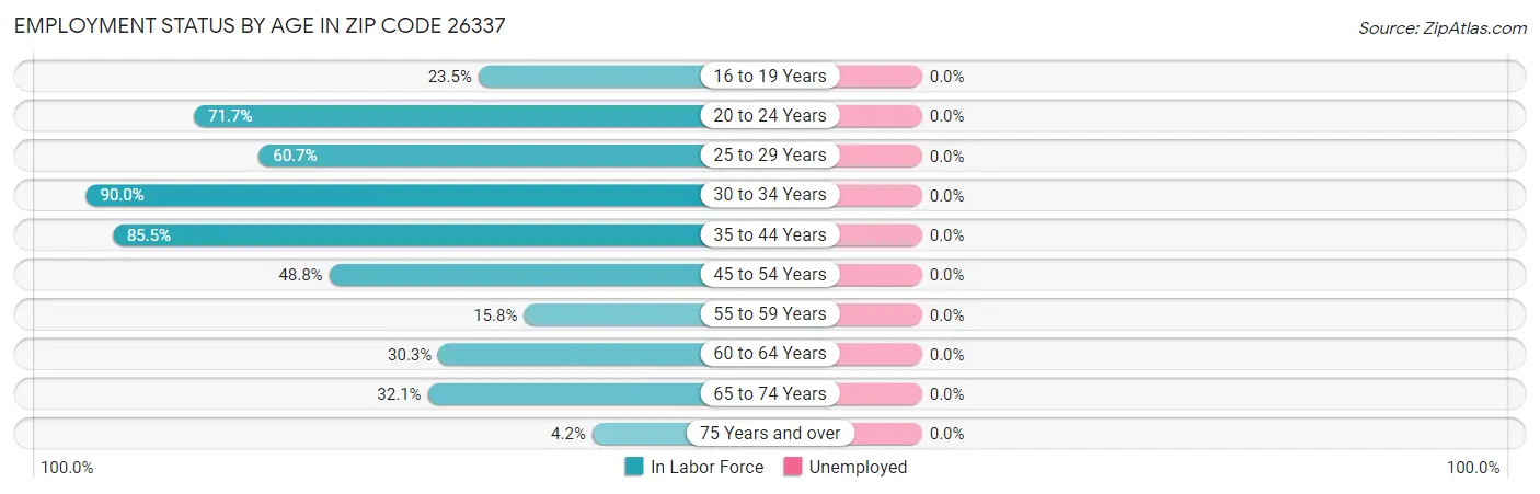Employment Status by Age in Zip Code 26337