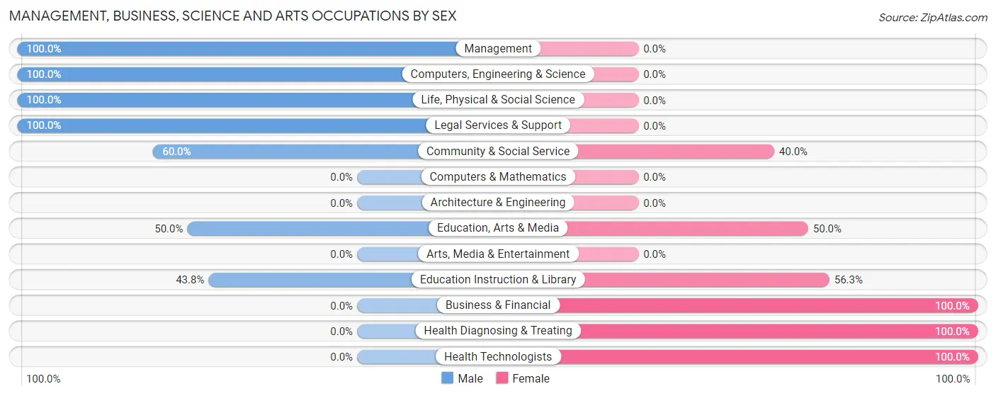 Management, Business, Science and Arts Occupations by Sex in Zip Code 26374