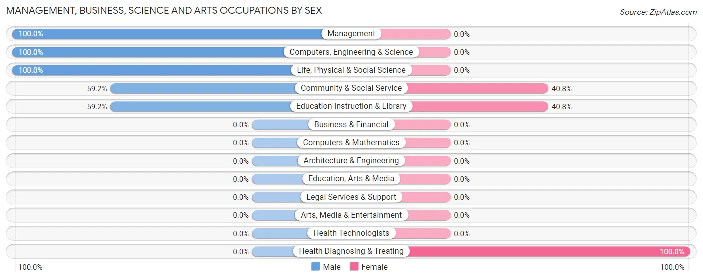 Management, Business, Science and Arts Occupations by Sex in Zip Code 26410