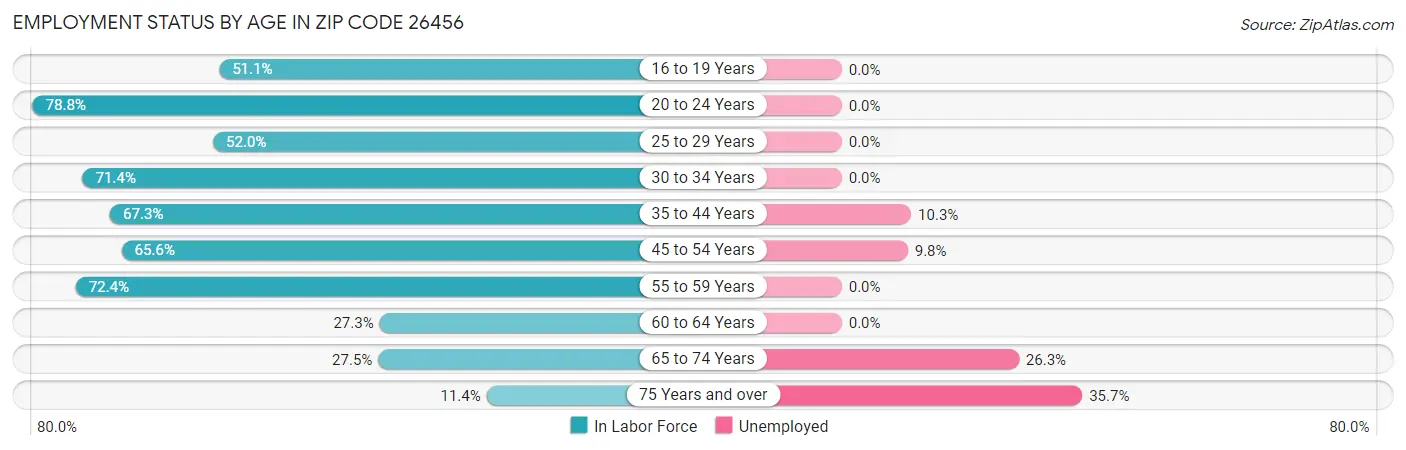 Employment Status by Age in Zip Code 26456