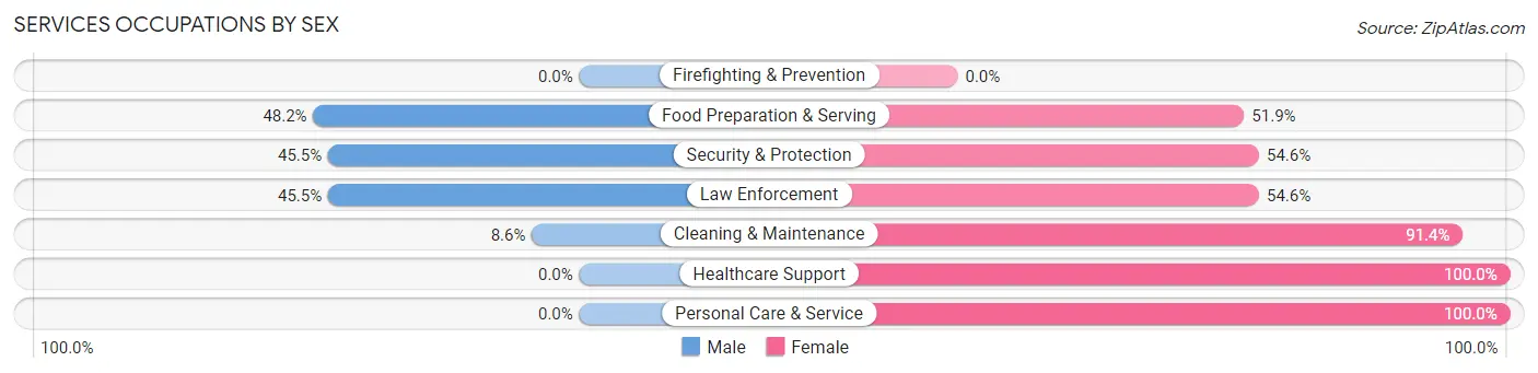 Services Occupations by Sex in Zip Code 26456