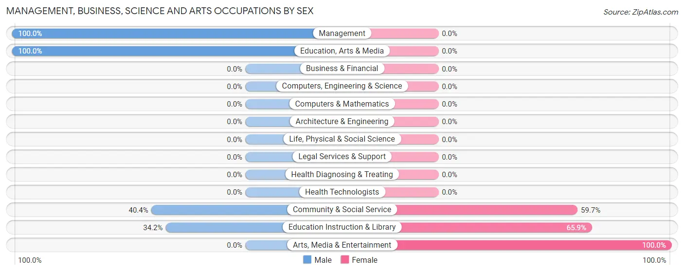 Management, Business, Science and Arts Occupations by Sex in Zip Code 26506