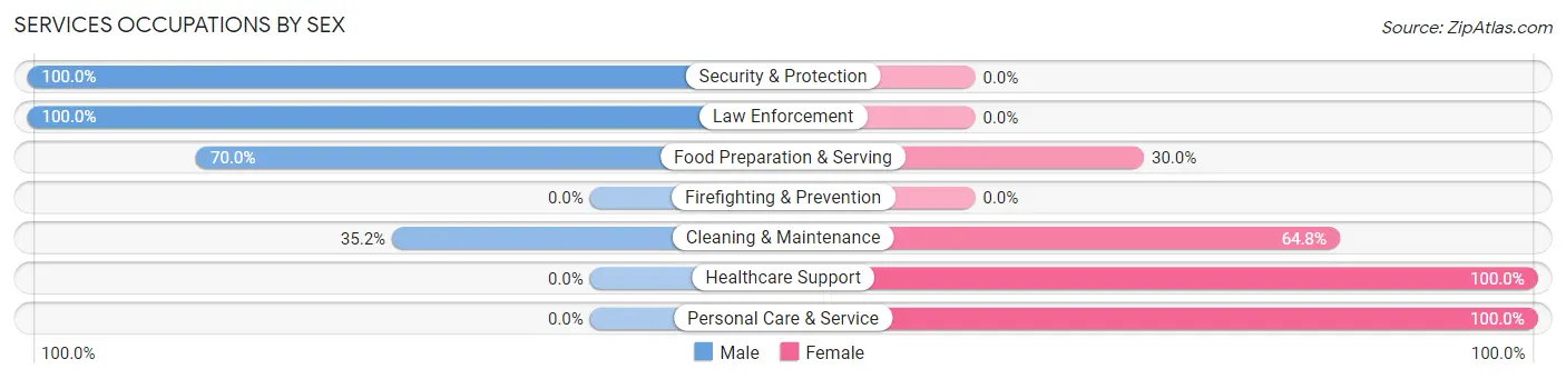 Services Occupations by Sex in Zip Code 26571