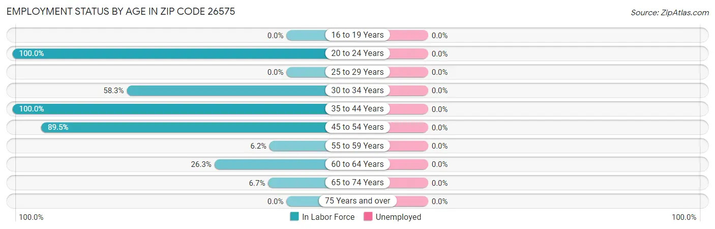 Employment Status by Age in Zip Code 26575