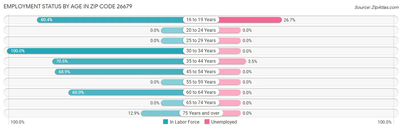 Employment Status by Age in Zip Code 26679