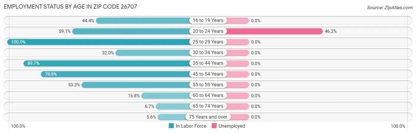 Employment Status by Age in Zip Code 26707