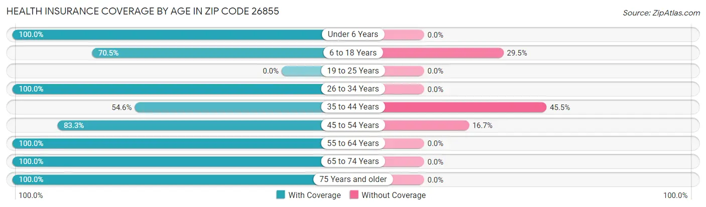 Health Insurance Coverage by Age in Zip Code 26855