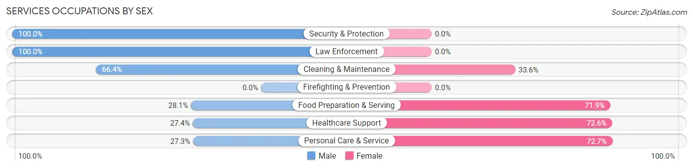 Services Occupations by Sex in Zip Code 27017