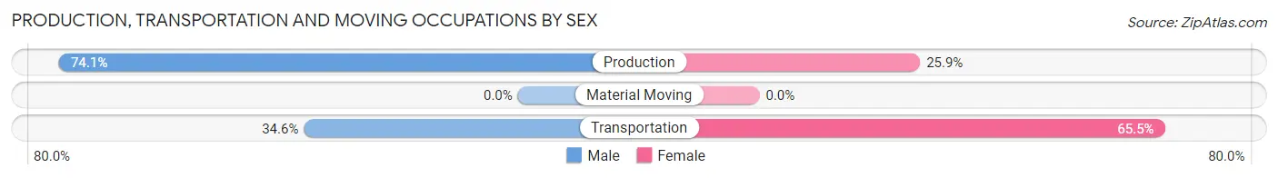 Production, Transportation and Moving Occupations by Sex in Zip Code 27019